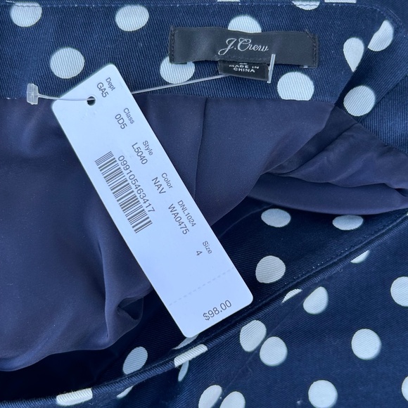 J Crew NWT No 2 Pencil Skirt Navy Style L5040 Polka Dot Size 4 - Picture 3 of 5